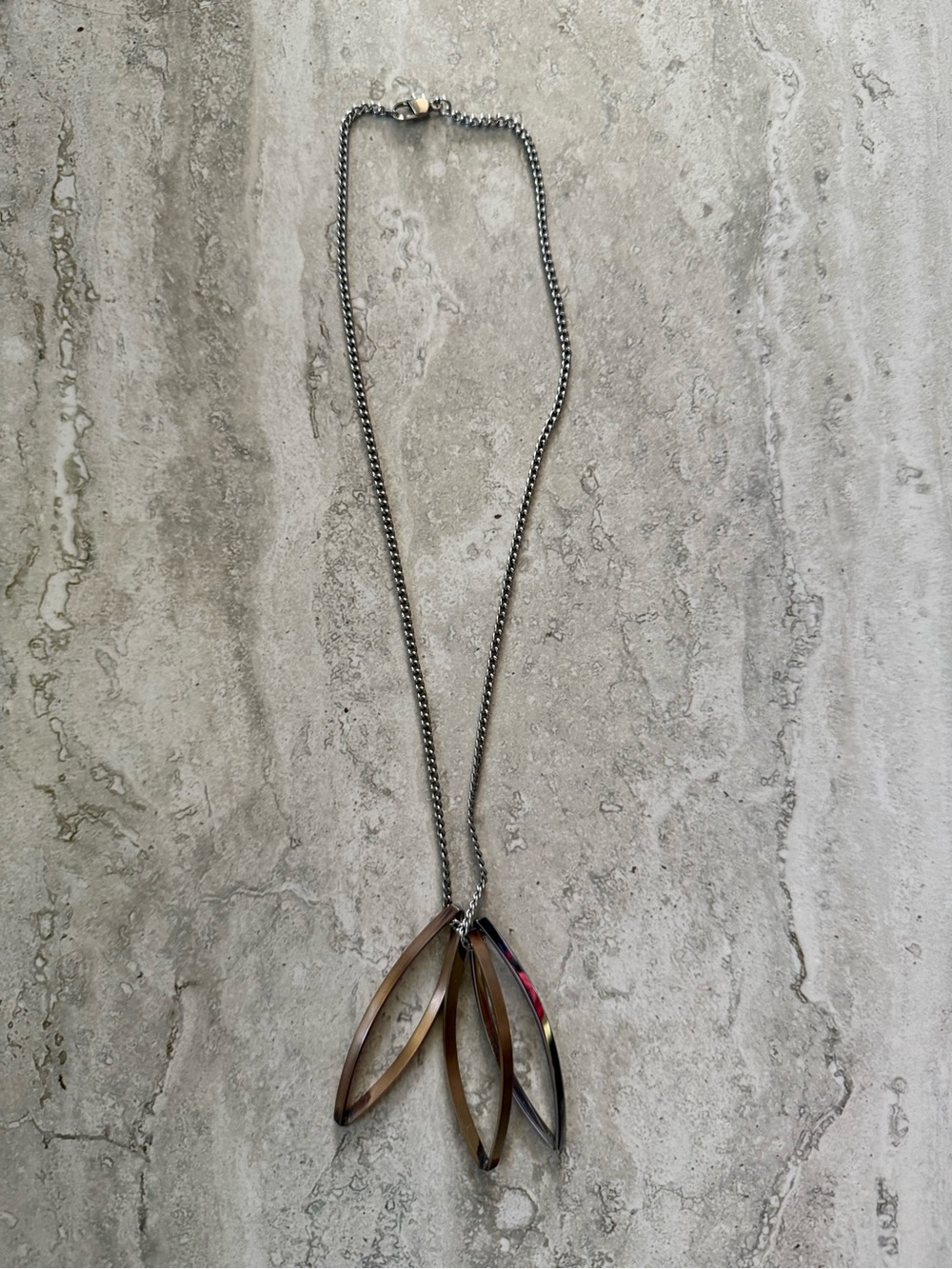 Tri Colored Steel Pendant Necklace - Women